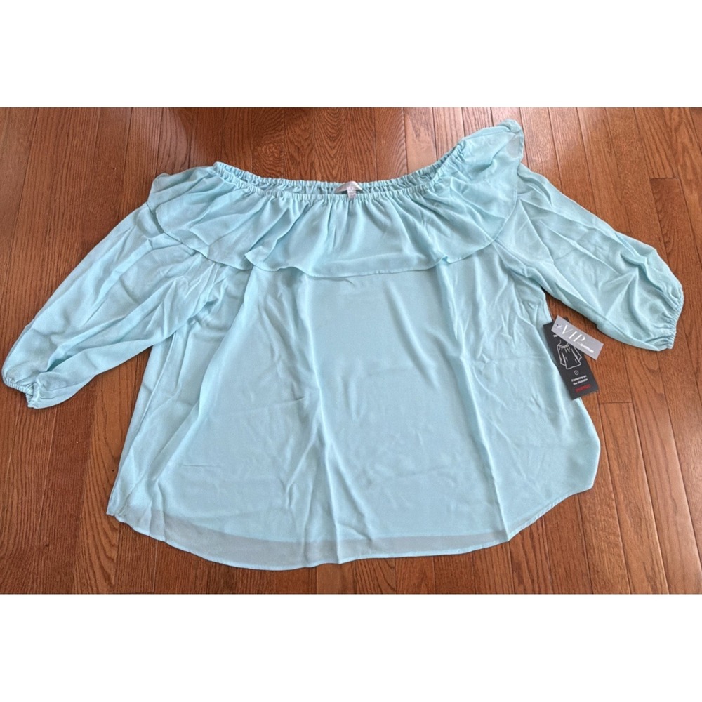 VIP Avenue Blouse Top Blue Size 22/24 NWT Off‎ Shoulder